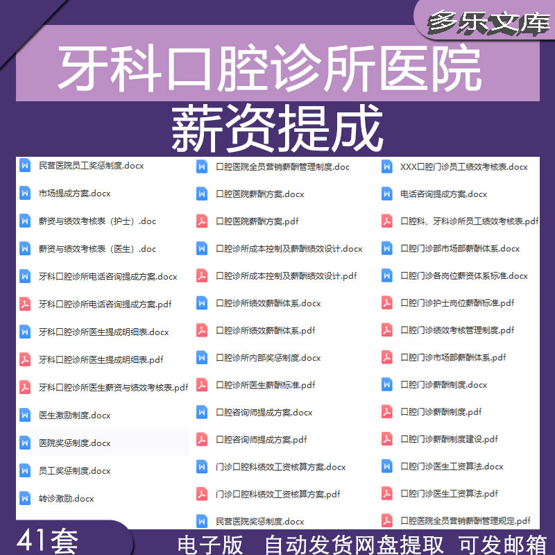 牙科口腔诊所电话咨询绩效考核工资算法护士医生市场薪资提成方案